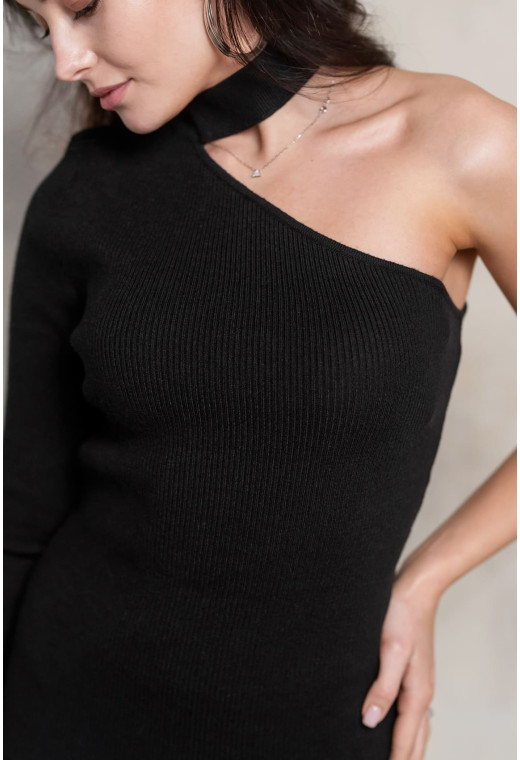 Черное платье с открытым плечом — 414315. Maritel. Изображенние 3 Черное платье с открытым плечом — 414315. Maritel. Изображенние 3