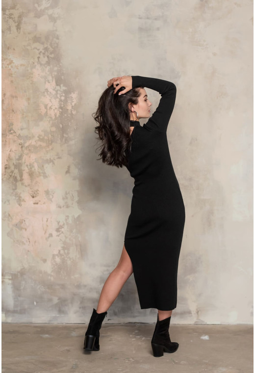 Черное платье с открытым плечом — 414315. Maritel. Изображенние 2 Черное платье с открытым плечом — 414315. Maritel. Изображенние 2