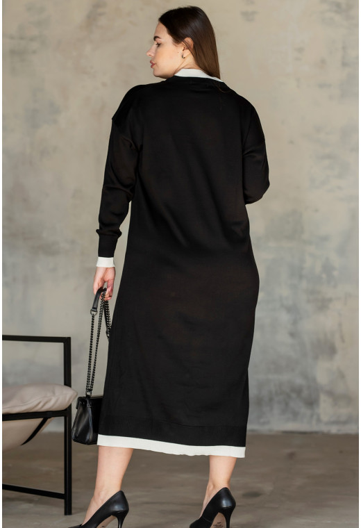 Черное платье с V вырезом широкое — 914300. Maritel. Изображенние 2 Черное платье с V вырезом широкое — 914300. Maritel. Изображенние 2