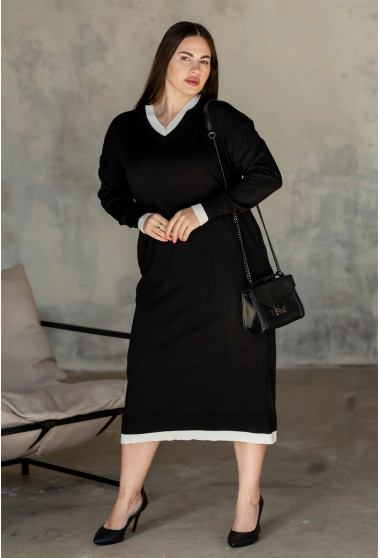 Чорна сукня з V вирізом широка . Maritel. Зображення 2