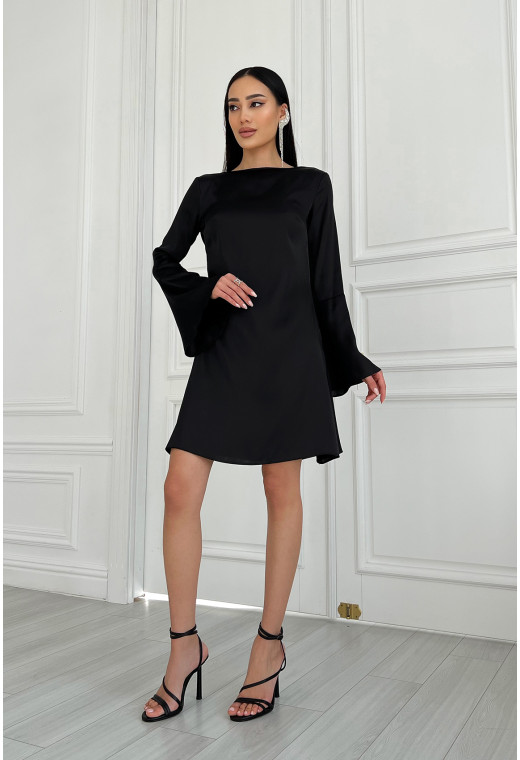 Чорна шовкова сукня з відкритою спиною — 877180. Maritel. Зображення 3 Чорна шовкова сукня з відкритою спиною — 877180. Maritel. Зображення 3