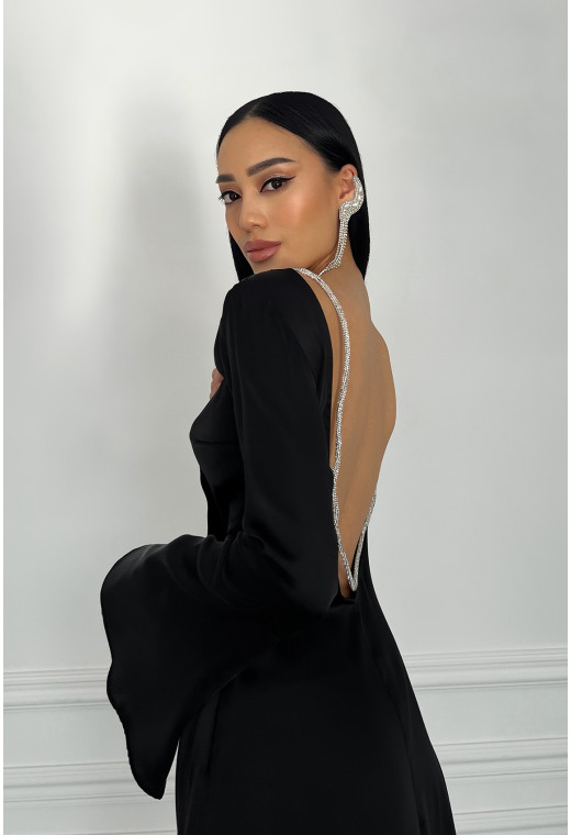 Чорна шовкова сукня з відкритою спиною — 877180. Maritel. Зображення 2 Чорна шовкова сукня з відкритою спиною — 877180. Maritel. Зображення 2