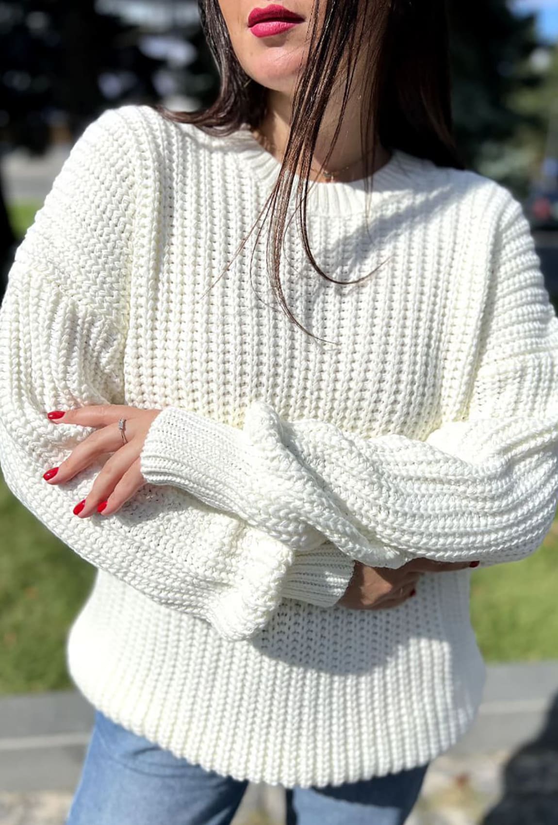 Молочний светр велика в'язка — 571096. Maritel. Зображення 1 Молочний светр велика в'язка — 571096. Maritel. Зображення 1