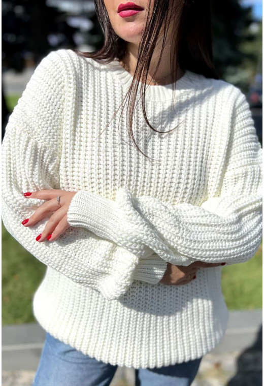 Молочний светр велика в'язка — 571096. Maritel. Зображення 1 Молочний светр велика в'язка — 571096. Maritel. Зображення 1