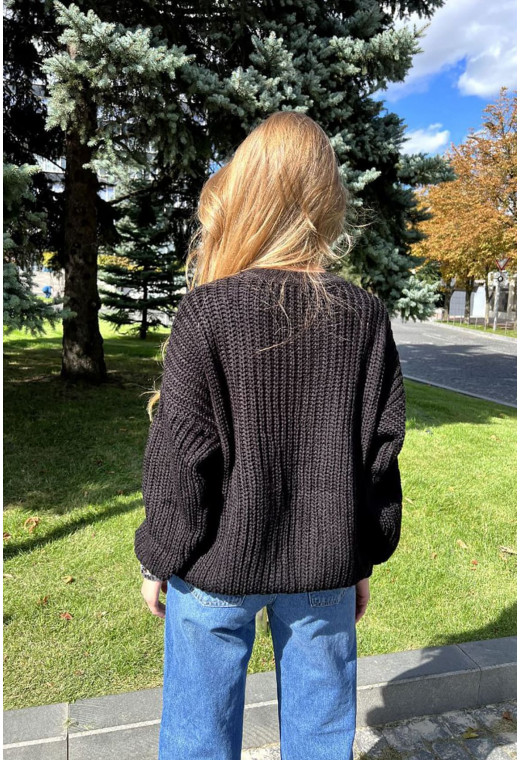 Чорний светр з великою в'язкою — 729185. Maritel. Зображення 1 Чорний светр з великою в'язкою — 729185. Maritel. Зображення 1