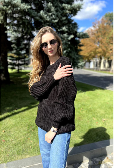 Чорний светр з великою в'язкою. Maritel. Зображення 8