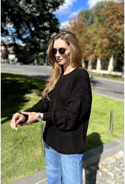 Чорний светр з великою в'язкою — 729185. Maritel. Зображення 2 Чорний светр з великою в'язкою — 729185. Maritel. Зображення 2