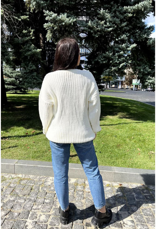 Молочний светр велика в'язка — 571096. Maritel. Зображення 2 Молочний светр велика в'язка — 571096. Maritel. Зображення 2