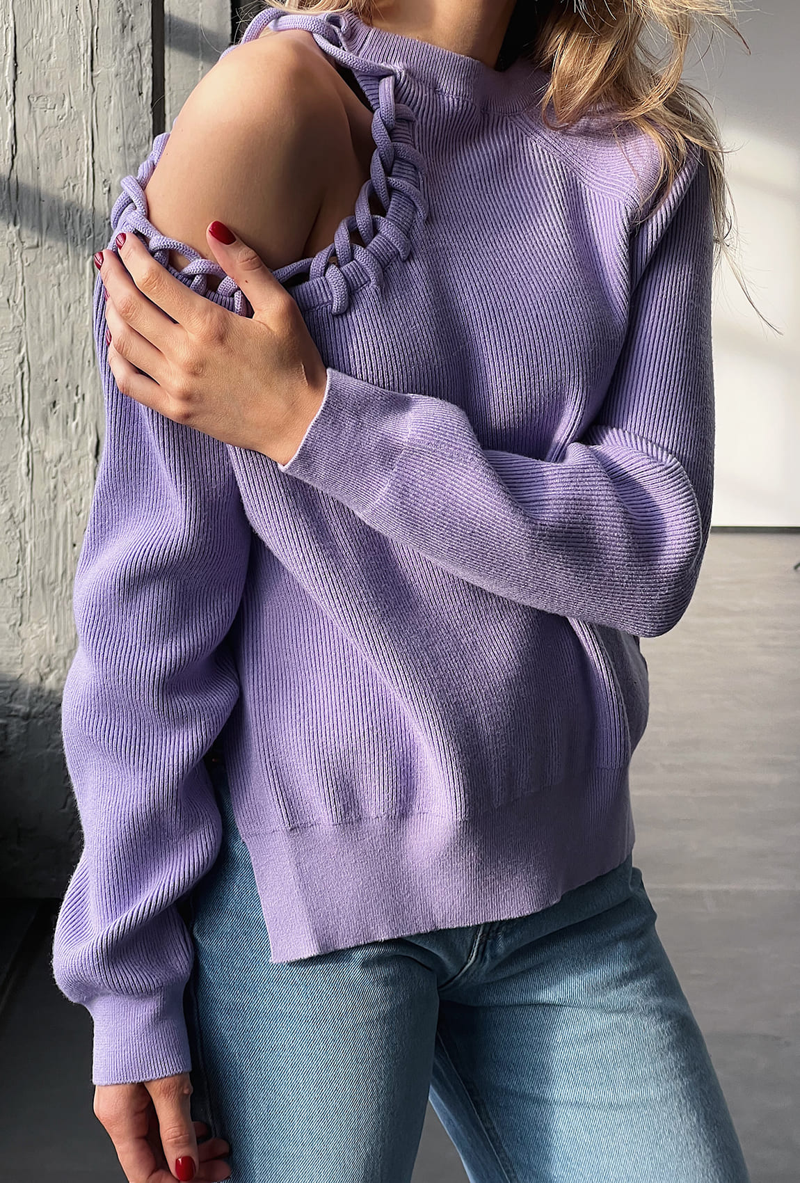Лавандовий светр на одне плече  —  278086. Maritel. Зображення 1