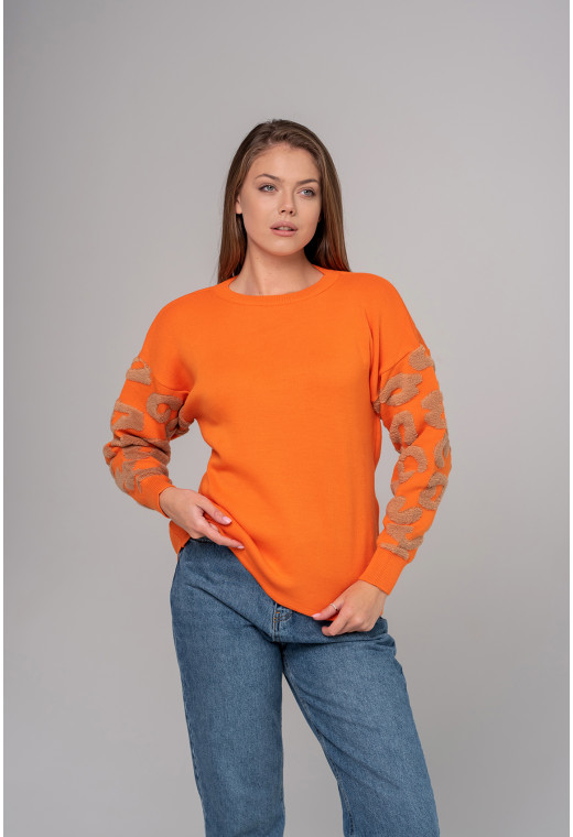 Помаранчевий светр рукав з декором — 150703. Maritel. Зображення 2 Помаранчевий светр рукав з декором — 150703. Maritel. Зображення 2