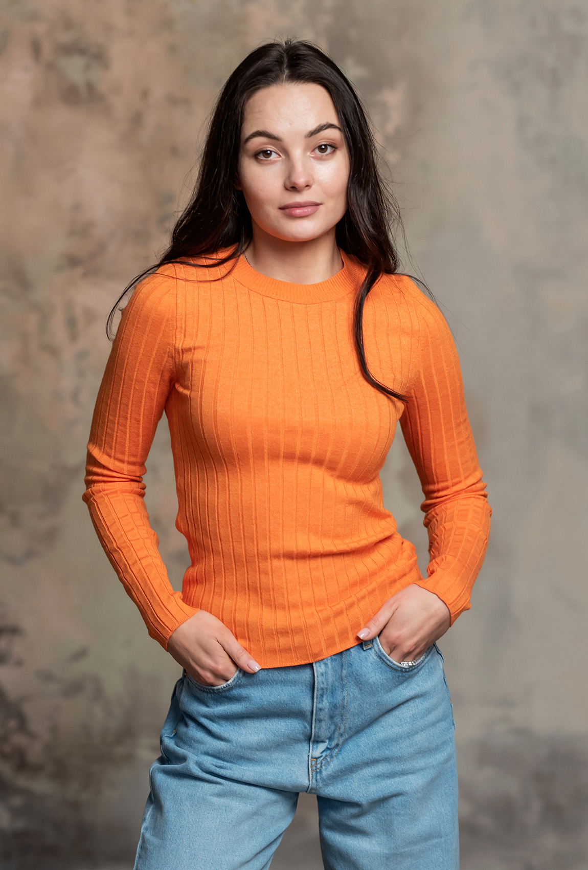 Помаранчевий светр в рубчик  —  160336. Maritel