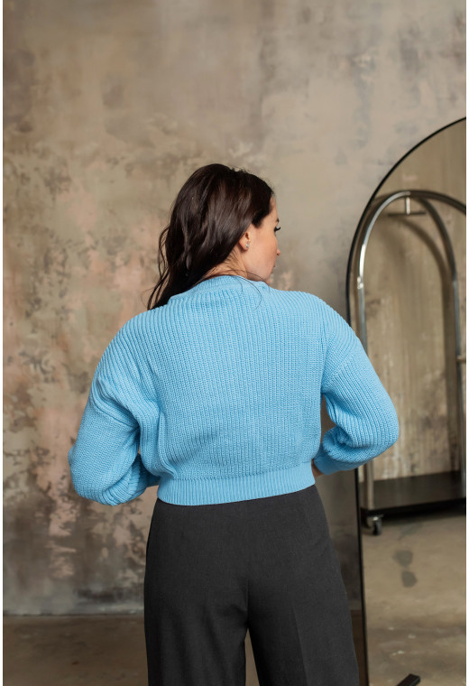 Голубой вязаный свитер — 739567. Maritel. Изображенние 1 Голубой вязаный свитер — 739567. Maritel. Изображенние 1