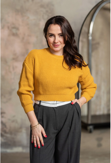 Гірчичний в'язаний светр. Maritel. Зображення 9