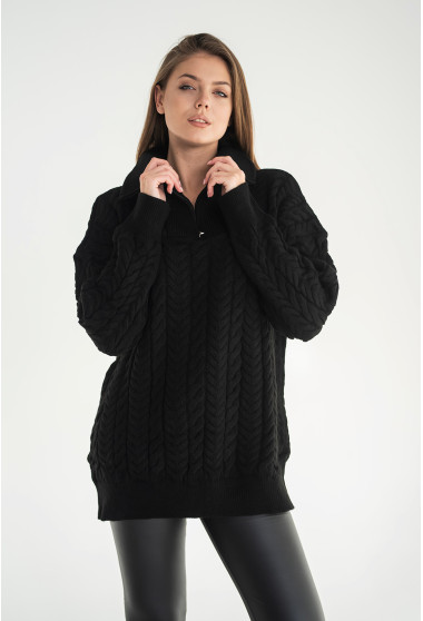 Чорний светр зі стійкою на блискавці. Maritel. Зображення 12