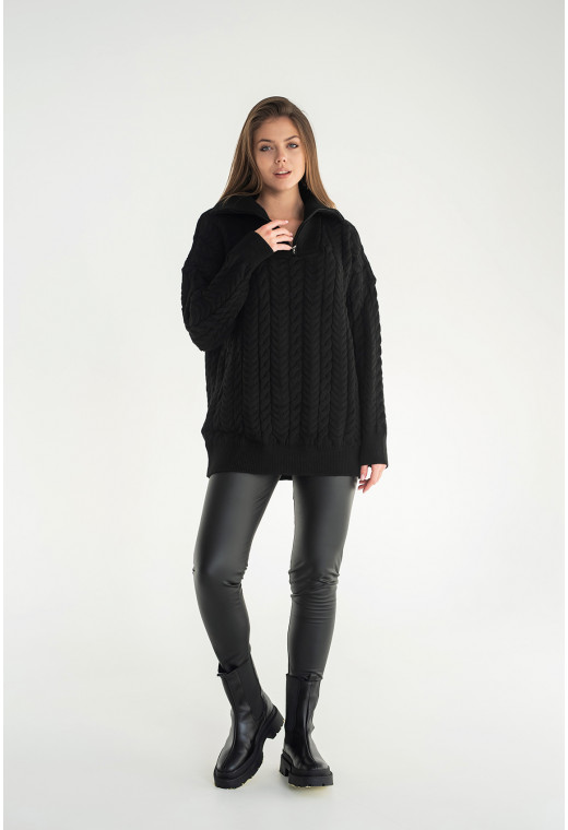 Чорний светр зі стійкою на блискавці — 240952. Maritel. Зображення 1 Чорний светр зі стійкою на блискавці — 240952. Maritel. Зображення 1
