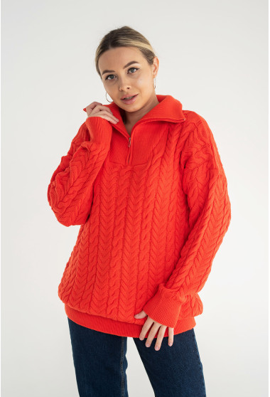 Червоний светр зі стійкою на блискавці. Maritel. Зображення 12