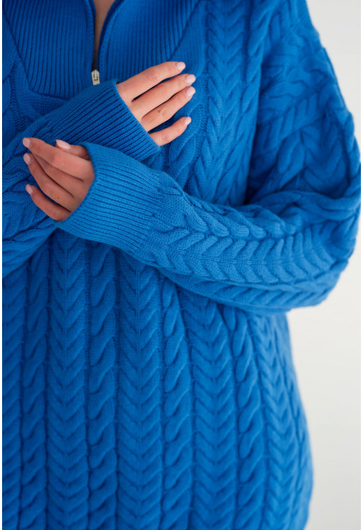 Синій светр зі стійкою на блискавці — 474353. Maritel. Зображення 2 Синій светр зі стійкою на блискавці — 474353. Maritel. Зображення 2