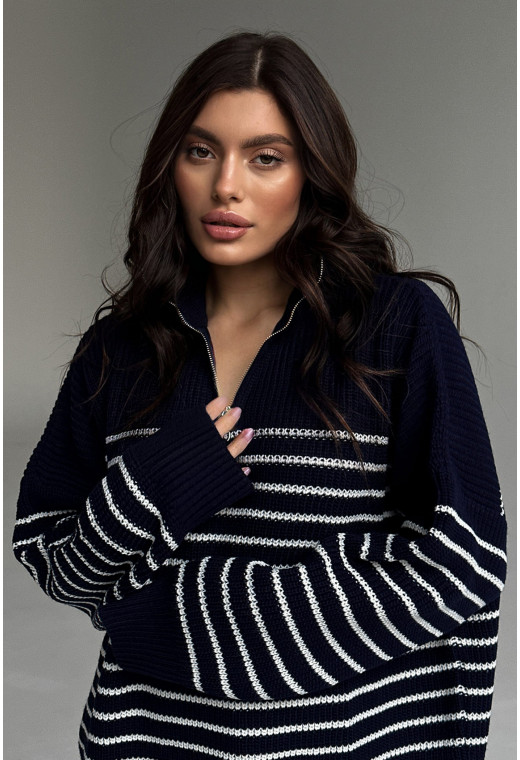 Синій зимовий светр зі смужкою — 111981. Maritel. Зображення 2 Синій зимовий светр зі смужкою — 111981. Maritel. Зображення 2
