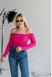 Малиновый топ рубчик спущенными плечами. Maritel. Изображенние 3 Малиновый топ рубчик спущенными плечами. Maritel. Изображенние 3