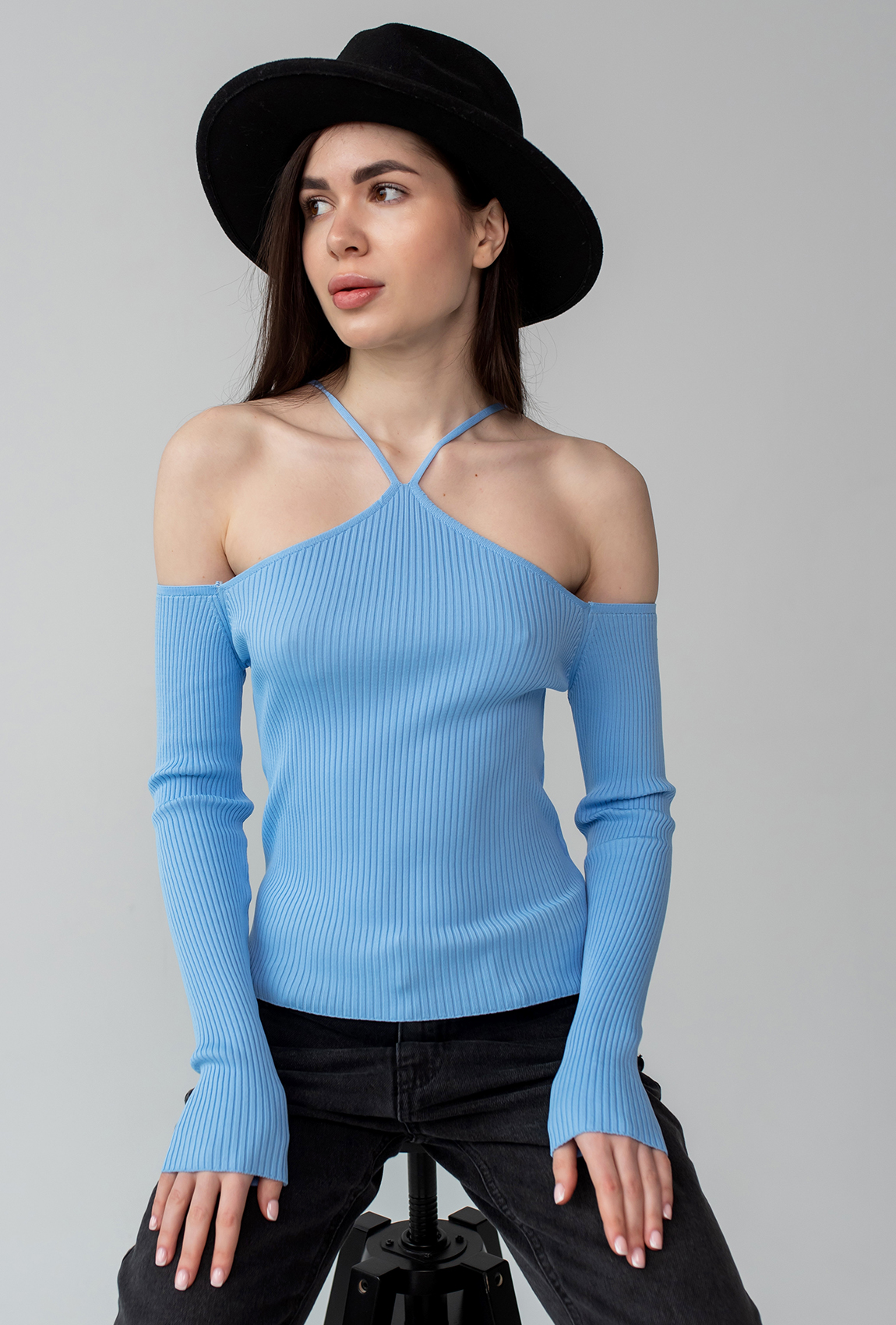 Голубой вязаный топ — 473056. Maritel Голубой вязаный топ — 473056. Maritel
