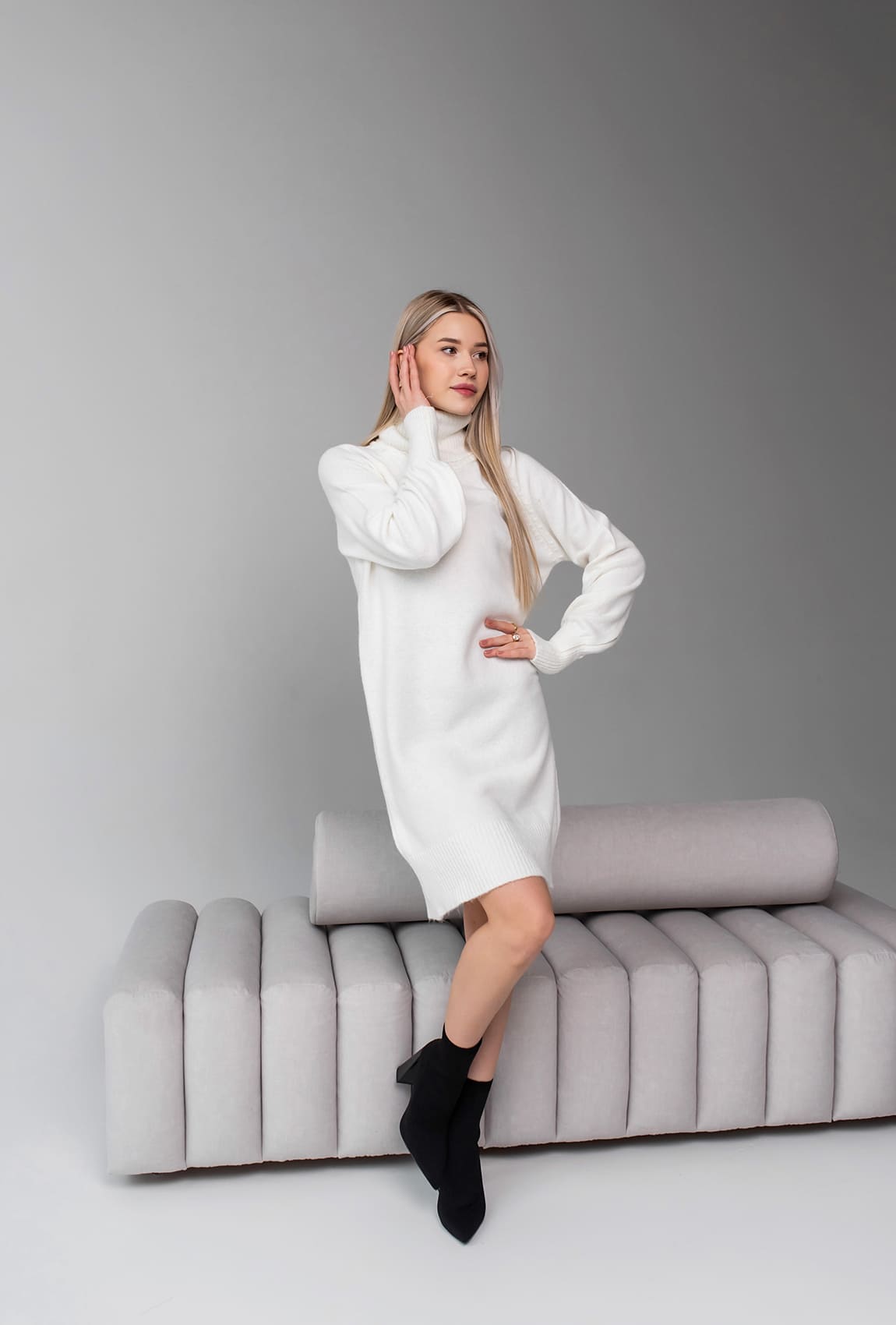 Туника с манжетом на резинке молоко —  850137. Maritel