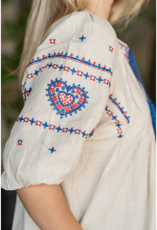 Бежева вишиванка з відрізною кокеткою — 980839. Maritel. Зображення 1 Бежева вишиванка з відрізною кокеткою — 980839. Maritel. Зображення 1