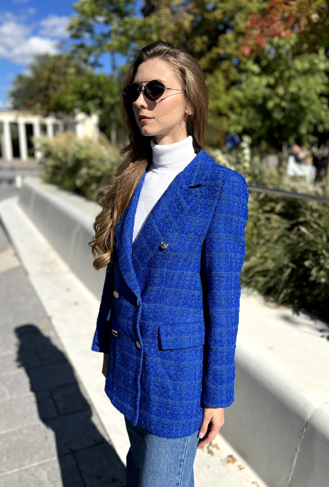 Синий твидовый жакет —  175603. Maritel