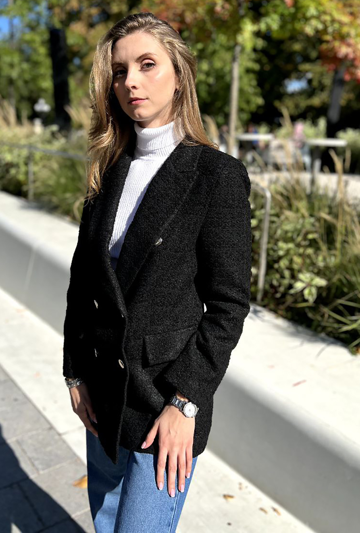 Черный твидовый жакет —  149682. Maritel Черный твидовый жакет —  149682. Maritel