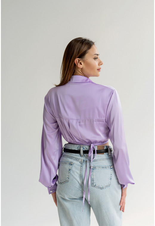 Лавандовая укороченная рубашка армани — 812063. Maritel. Изображенние 1 Лавандовая укороченная рубашка армани — 812063. Maritel. Изображенние 1