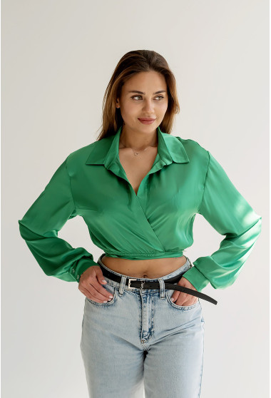 Смарагдова вкорочена сорочка армані . Maritel. Зображення 5