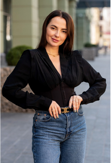 Черная блуза на крючках . Maritel. Изображенние 4