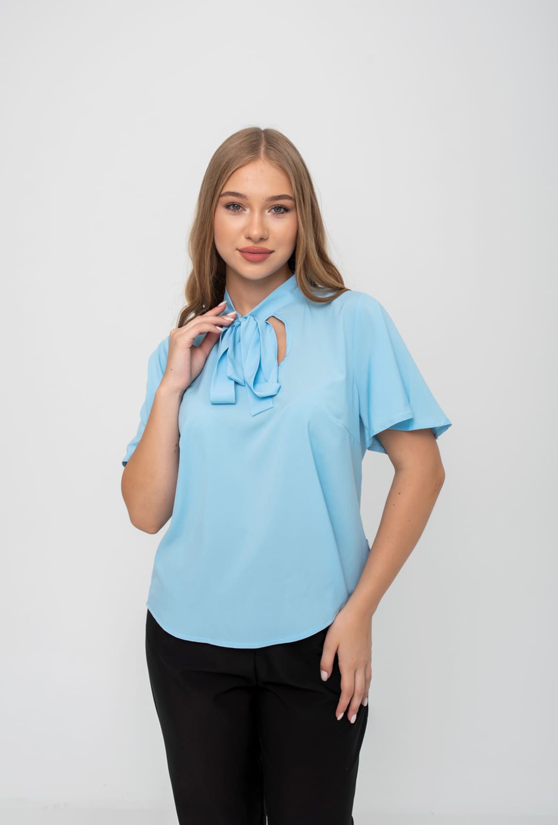 Голубая блуза штапель   —  270023. Maritel Голубая блуза штапель   —  270023. Maritel