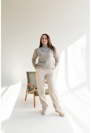 Бежевые брюки из экокожи. Maritel. Изображенние 8