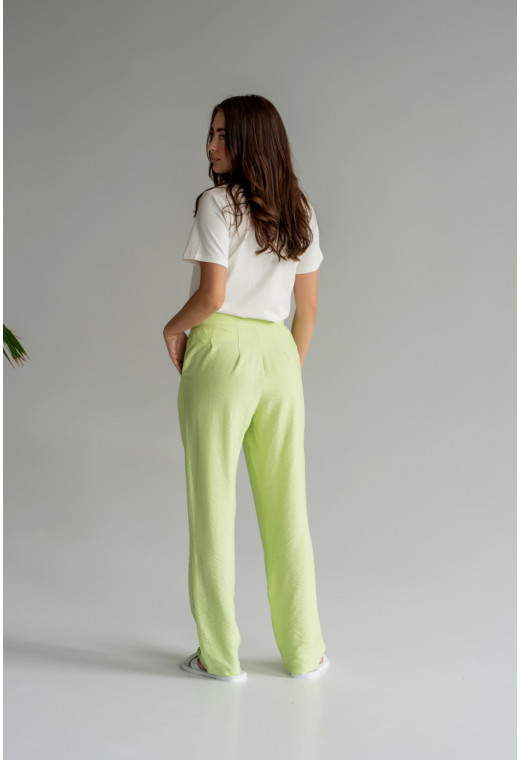 Классические льняные брюки лайм — 468948. Maritel. Изображенние 2 Классические льняные брюки лайм — 468948. Maritel. Изображенние 2