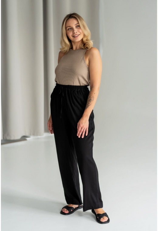 Чорні брюки костюмка палаццо — 791080. Maritel. Зображення 2 Чорні брюки костюмка палаццо — 791080. Maritel. Зображення 2