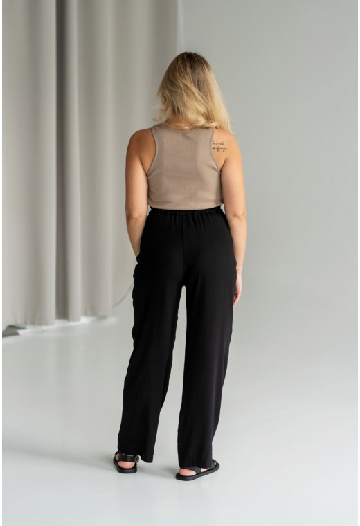 Чорні брюки костюмка палаццо — 791080. Maritel. Зображення 1 Чорні брюки костюмка палаццо — 791080. Maritel. Зображення 1