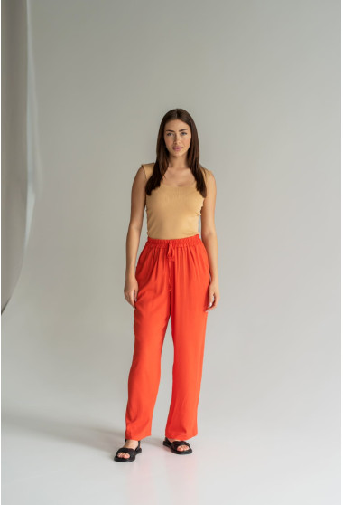 Терракотовые костюмные штаны палаццо. Maritel. Изображенние 3