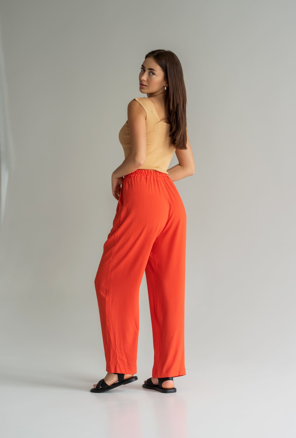 Терракотовые костюмные штаны палаццо —  441882. Maritel. Изображенние 2