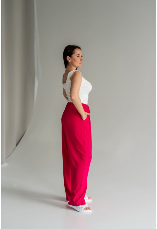 Малинові костюмні штани палаццо — 258583. Maritel. Зображення 2 Малинові костюмні штани палаццо — 258583. Maritel. Зображення 2