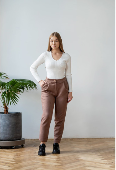 Брюки замша капучино. Maritel. Изображенние 3