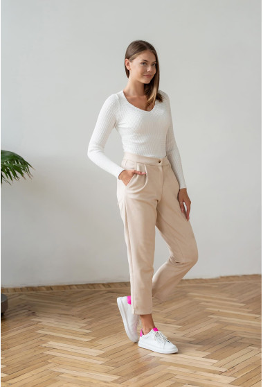 Бежевые замшевые брюки. Maritel. Изображенние 2