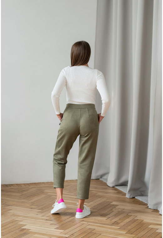 Замшевые брюки хаки — 552895. Maritel. Изображенние 2 Замшевые брюки хаки — 552895. Maritel. Изображенние 2