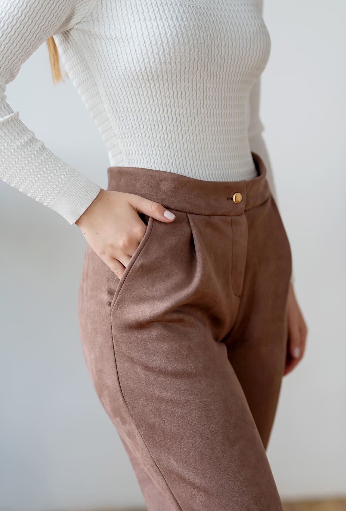 Брюки замша капучино —  597731. Maritel. Изображенние 2