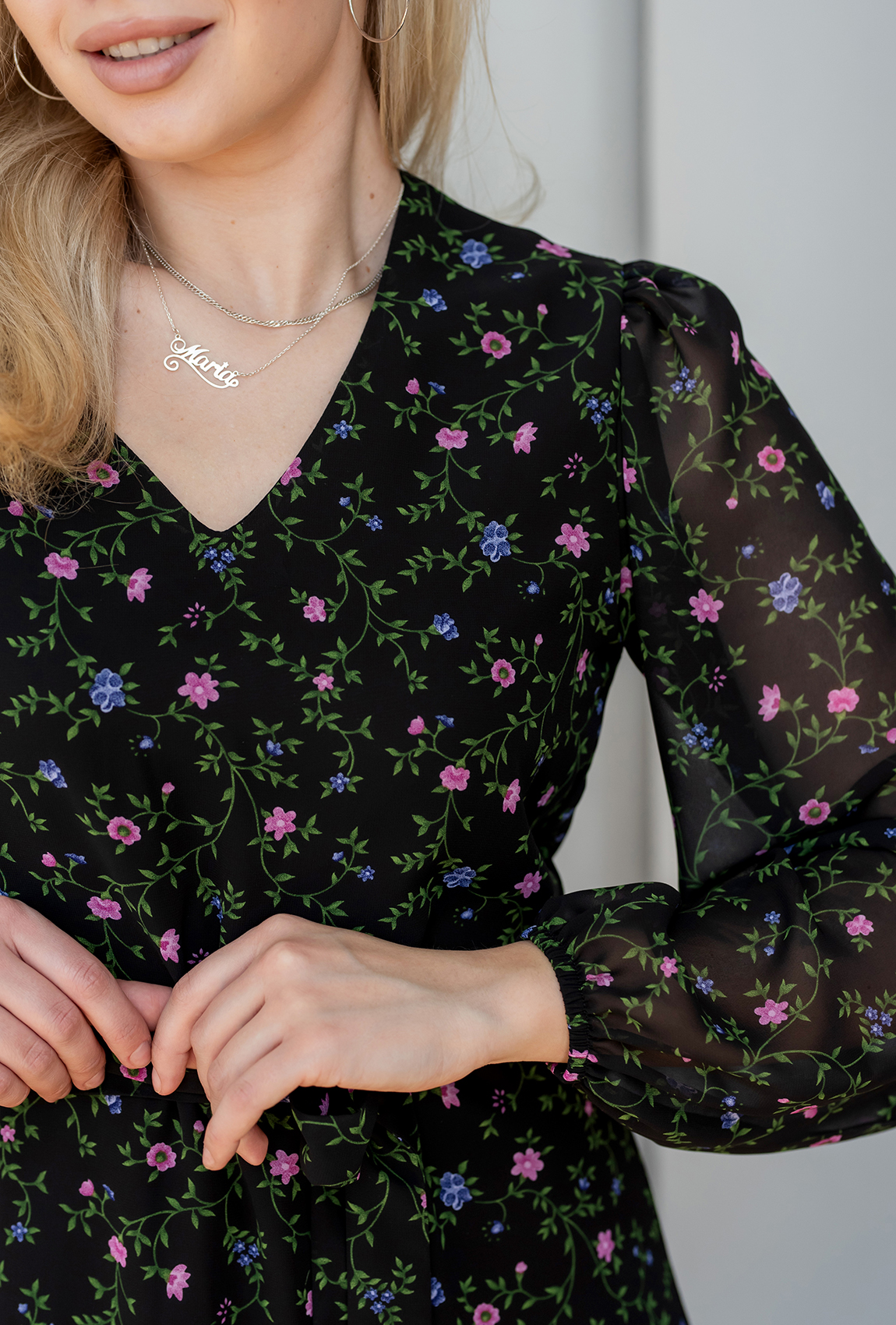 Черное длинное шифоновое платье  —  271679. Maritel. Изображенние 2