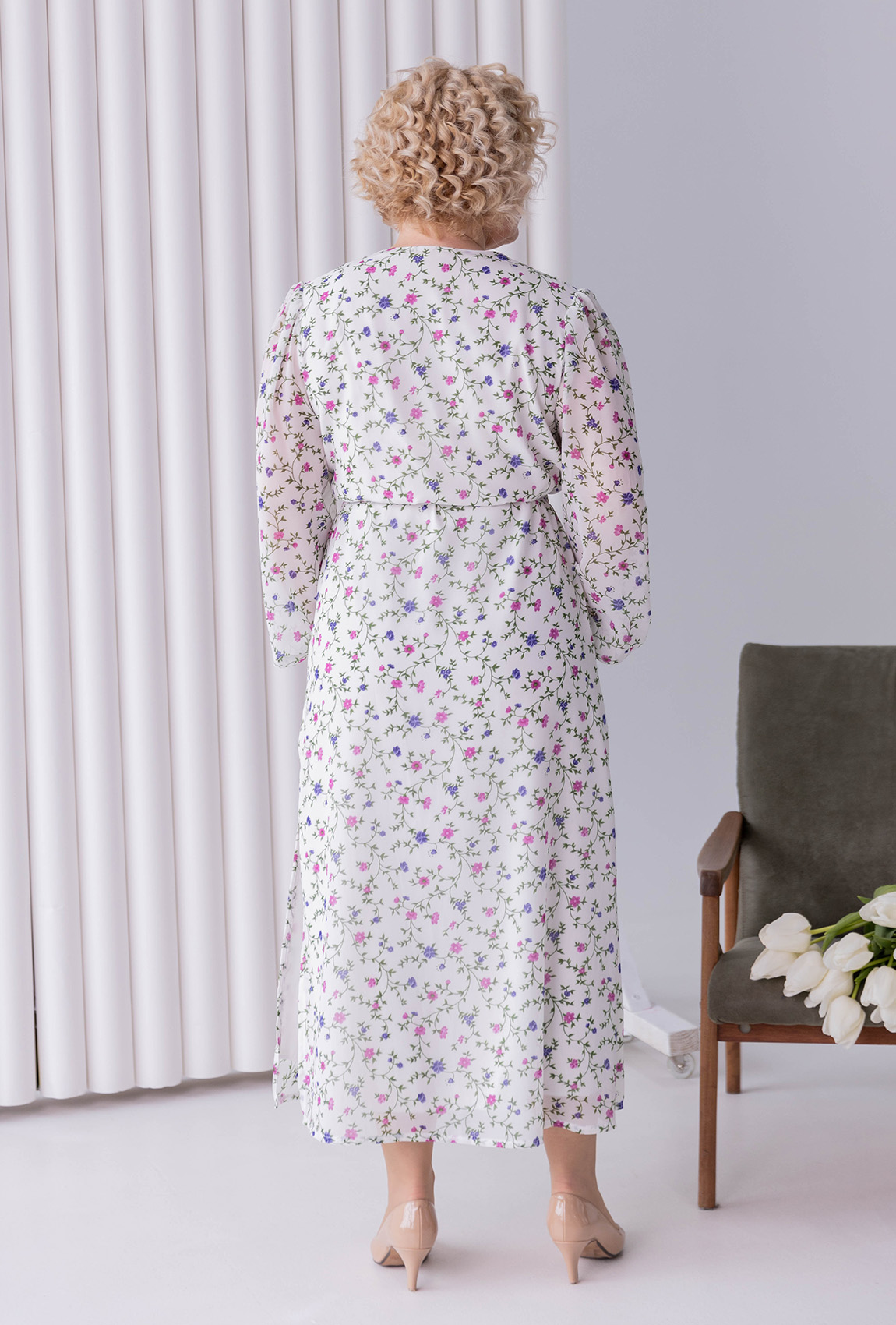 Белое длинное шифоновое платье  —  957577. Maritel. Изображенние 1