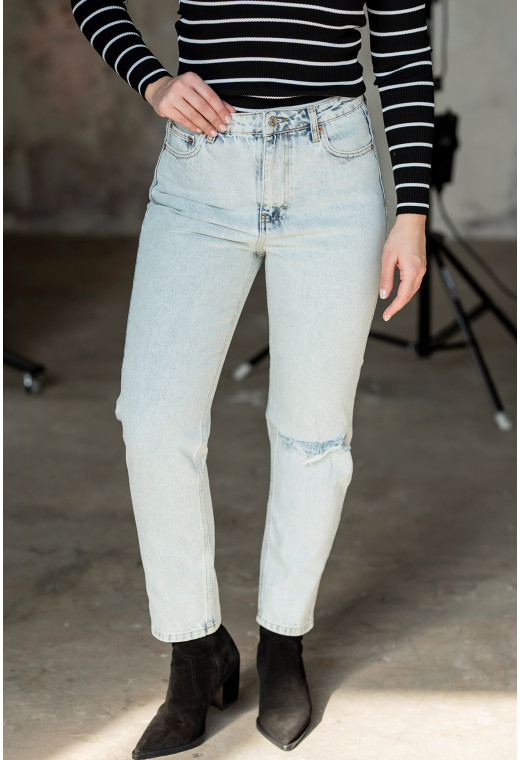 Блакитні джинси МОМ рвані — 654448. Maritel. Зображення 2 Блакитні джинси МОМ рвані — 654448. Maritel. Зображення 2