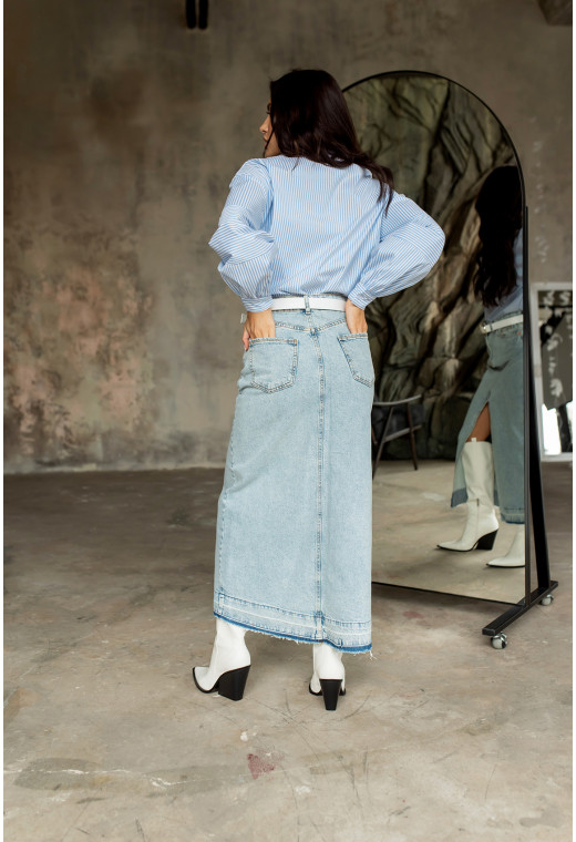 Длинная голубая джинсовая юбка — 197545. Maritel. Изображенние 3 Длинная голубая джинсовая юбка — 197545. Maritel. Изображенние 3