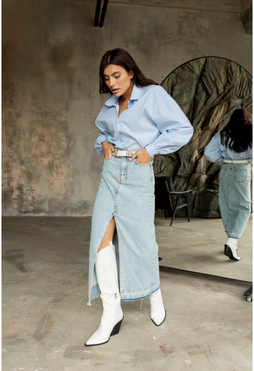 Длинная голубая джинсовая юбка — 197545. Maritel. Изображенние 4 Длинная голубая джинсовая юбка — 197545. Maritel. Изображенние 4