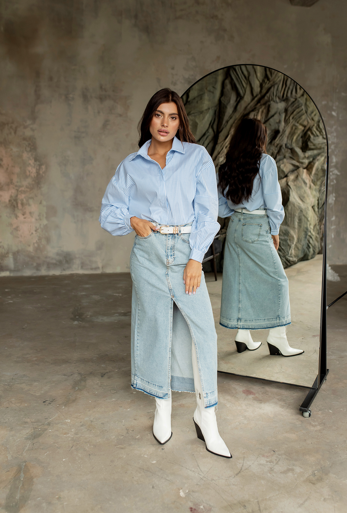 Длинная голубая джинсовая юбка — 197545. Maritel Длинная голубая джинсовая юбка — 197545. Maritel