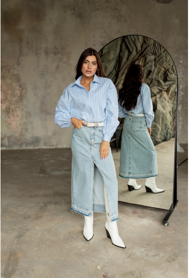 Длинная голубая джинсовая юбка. Maritel. Изображенние 2